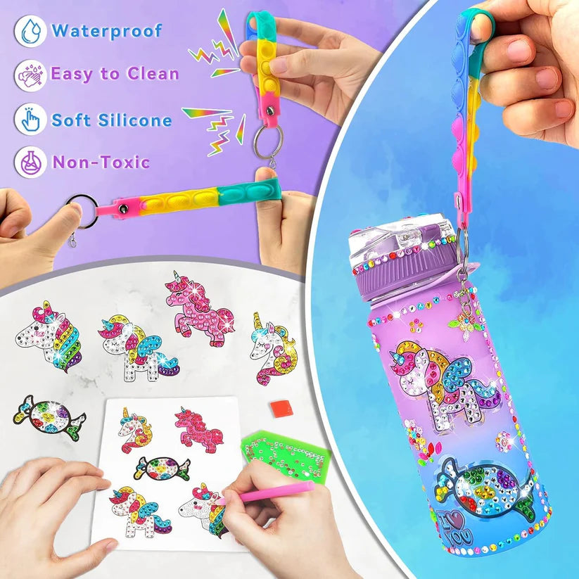 Decorate Your Own Mosiac Water Bottle | Colorful Water Bottle Craft Kit & DIY Art Set