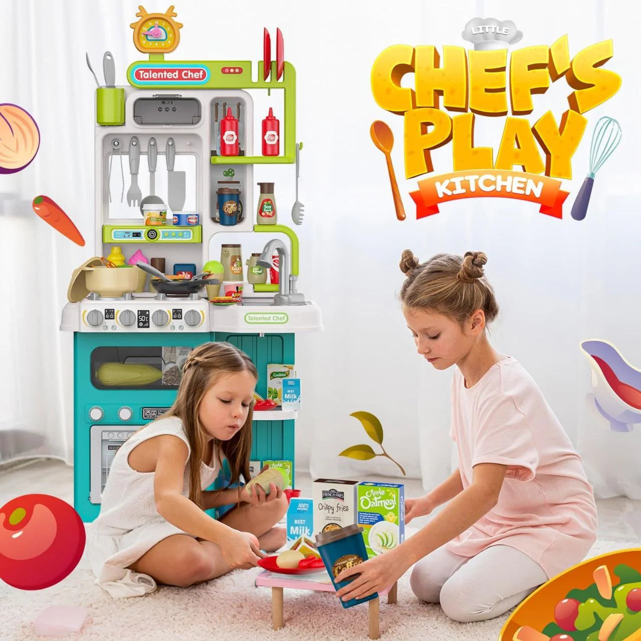 95 Pcs Kitchen Playset With Steam & Lightning Effect | Pretend Play Toy | Talented Chef in cheap price