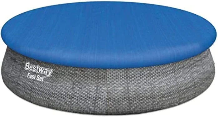 Inflatable pool with blue lid and 'Bestway' branding on a white background