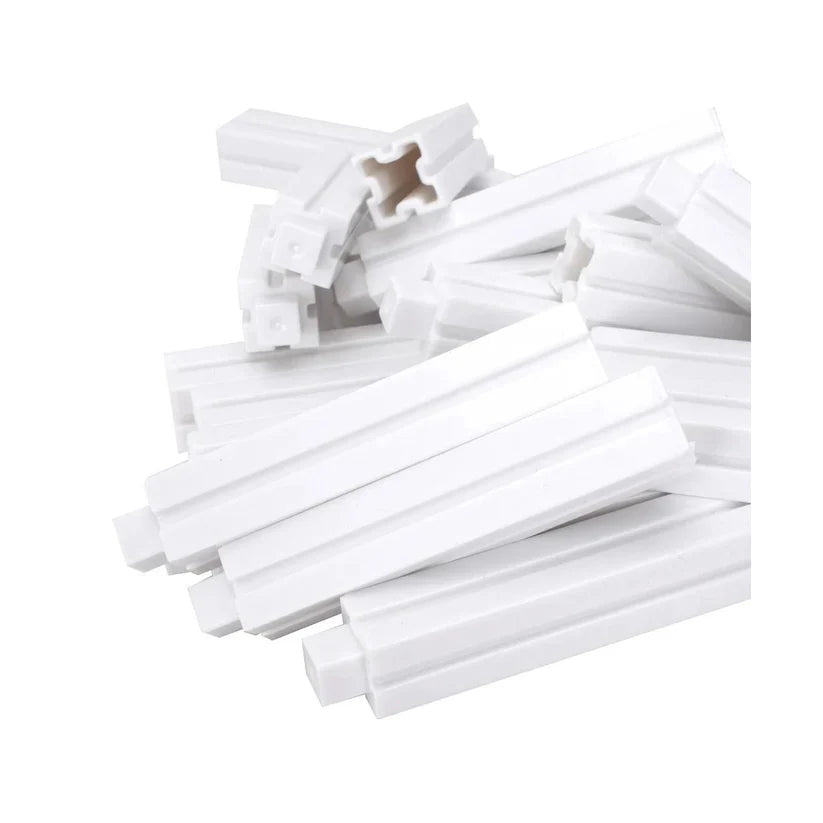 Set of door and window building blocks with color options on a white background