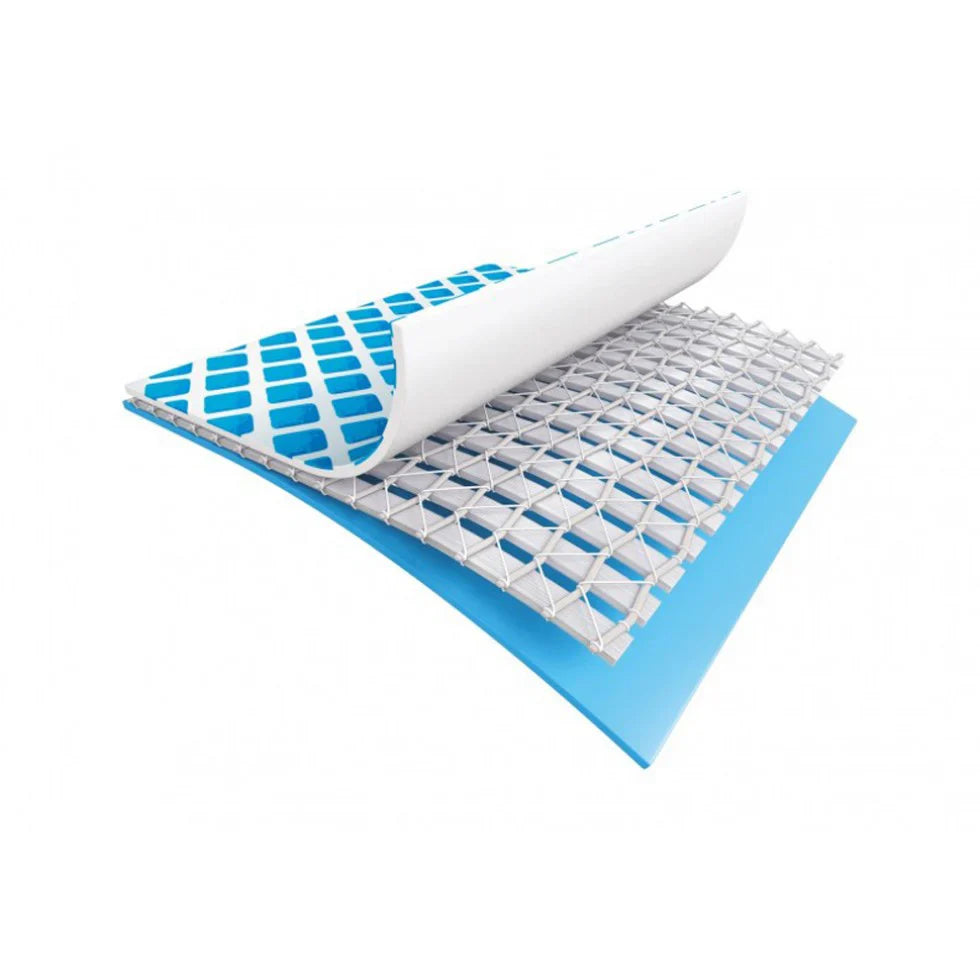 Grid-like mat with blue border on a white background
