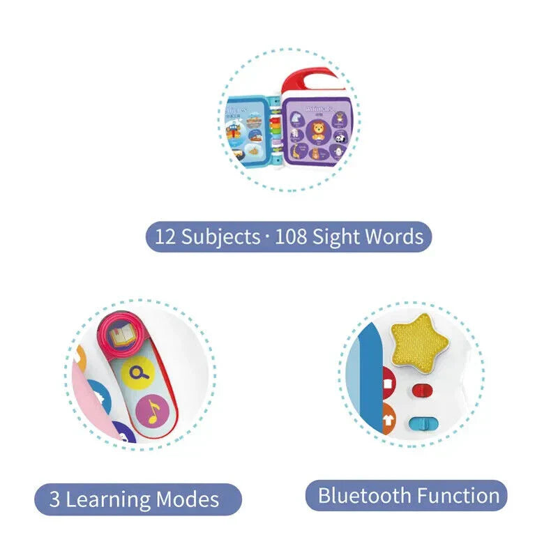 Back cover of a children's educational book with text and graphics on a blue background
