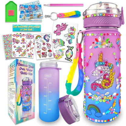 Decorate Your Own Mosiac Water Bottle | Colorful Water Bottle Craft Kit & DIY Art Set