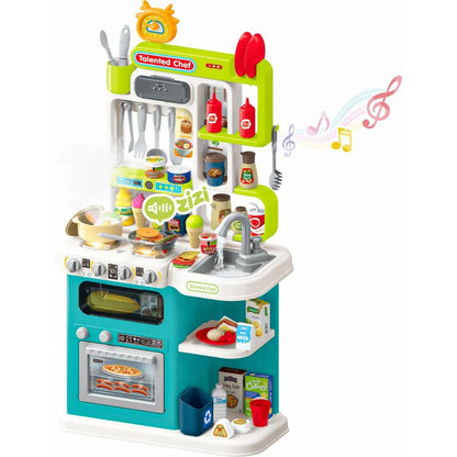 95 Pcs Kitchen Playset With Steam & Lightning Effect | Pretend Play Toy | Talented Chef for kids