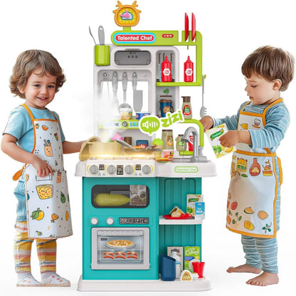 95 Pcs Kitchen Playset With Steam & Lightning Effect | Pretend Play Toy | Talented Chef
