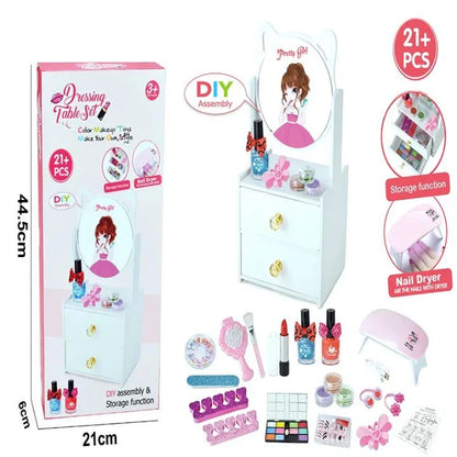 DIY Wooden Dressing Table Playset With 21+ Pcs For Girls