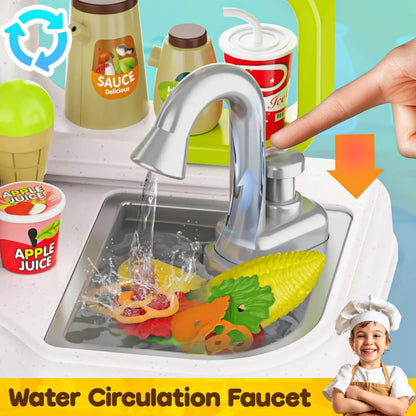 95 Pcs Kitchen Playset With Steam & Lightning Effect | Pretend Play Toy | Talented Chef