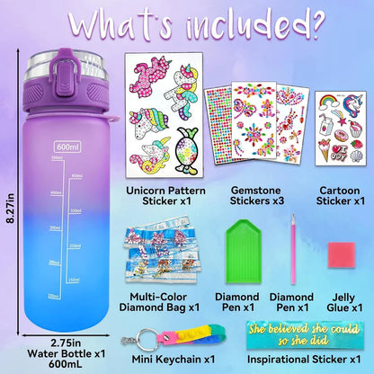 Decorate Your Own Mosiac Water Bottle | Colorful Water Bottle Craft Kit & DIY Art Set