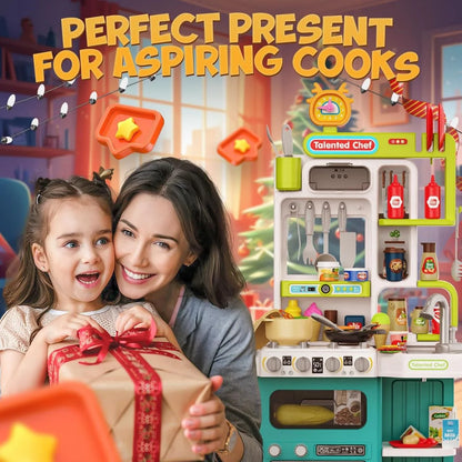 95 Pcs Kitchen Playset With Steam & Lightning Effect | Pretend Play Toy | Talented Chef in cheap price