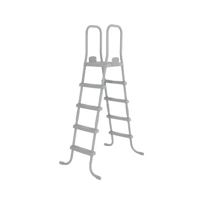 Gray ladder on a white background