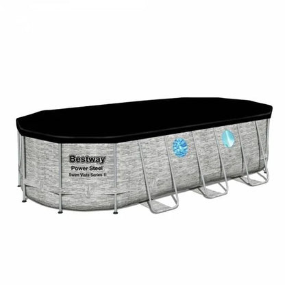 Bestway Power Steel Swim Vista Series II pool with black cover on a white background