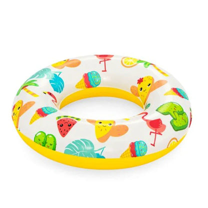 Two inflatable pools, one pink and one green, on a white background.