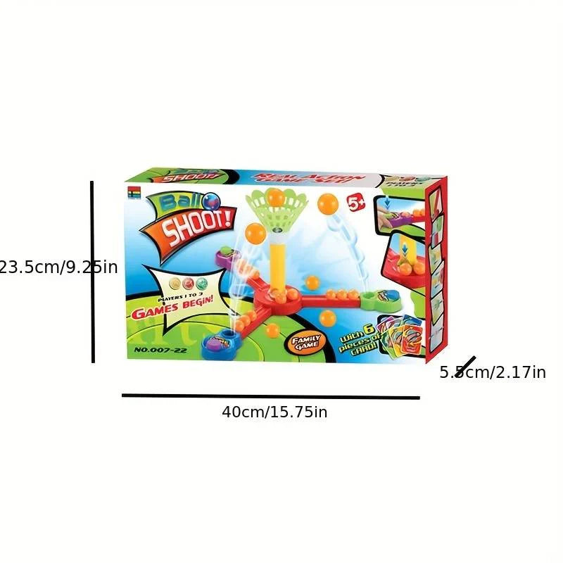 Ball Shoot toy set packaging with dimensions on a white background