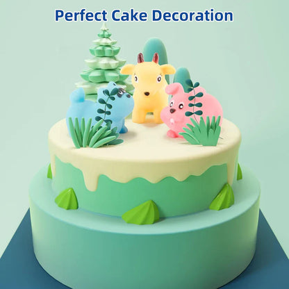 Unicorn-shaped bubble toy with a hand holding it, on a wooden plate with other unicorns.