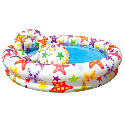 Children's inflatable pool with fish pattern on a white background