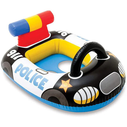 Inflatable police car float toy on a white background