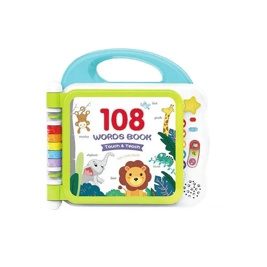 Children's book with colorful illustrations and a handle on a white background