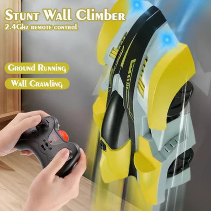 Stunt wall climber with remote control and features highlighted