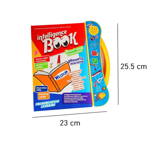 Colorful educational book packaging with dimensions on a white background
