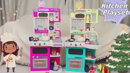 95 Pcs Kitchen Playset With Steam & Lightning Effect | Pretend Play Toy | Talented Chef